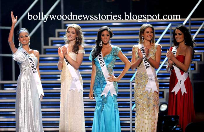 Miss Universe 2010 Jimena Navarrete with the 5 finalists