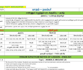 Ennum Ezhuthum - November 1st Week Lesson Plan