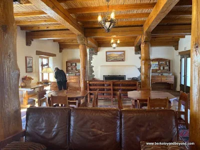 lobby at pueblo-style Indian Lodge at Davis Mountains State Park in Fort Davis, Texas