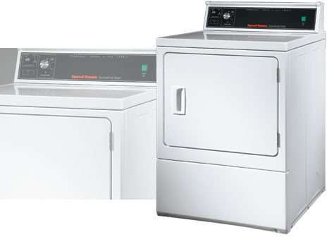 Speed Queen: SDE907 27'' Electric Dryer with 7.0 cu. ft. Capacity, 4 Drying Temperatures, Stainless Steel Drum and Coin Box & Chute