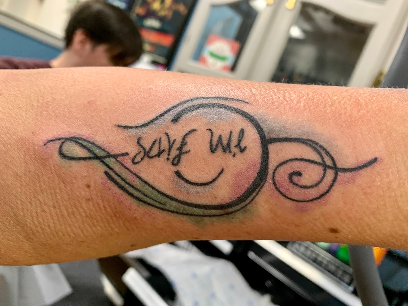 My Depeche Mode “Walking in My Shoes” calf tattoo! Design is from album art  but the artist who gave me this is Madi from 15th Street Tattoo Gallery in  Edmond, OK! :