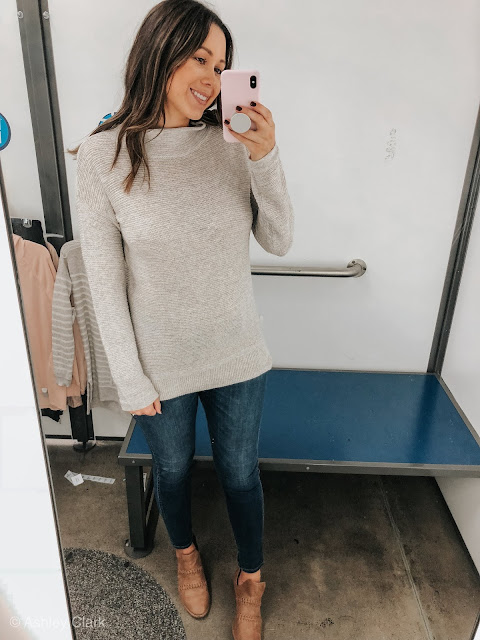 old navy cream tunic sweater fall booties