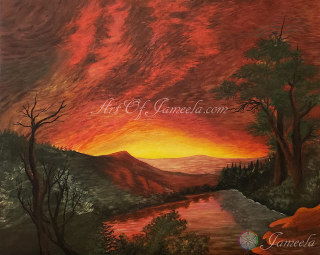 Painting titled Fire in the Sky by Jameela