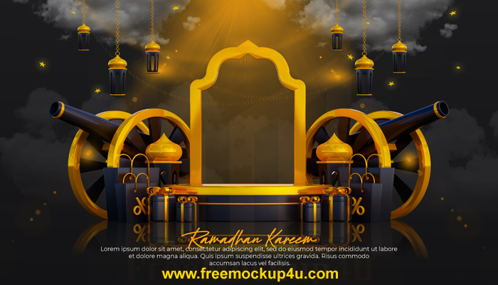 3D Gift Boxes Luxury Ramadan Greeting Background Banner