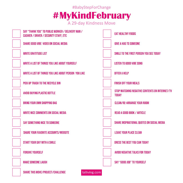 #MyKindFebruary Checklist English Pink version