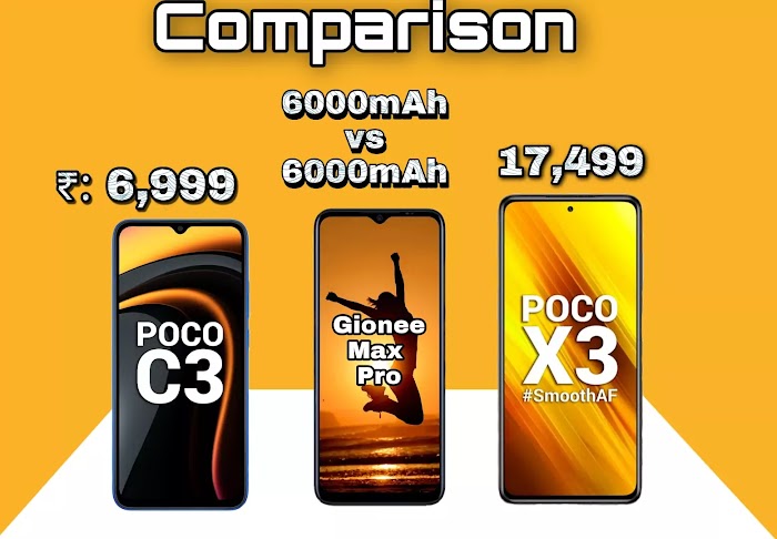 Comparison Gionee max pro vs poco x3 vs poco c3, [6000 mAh vs 6000mAh]