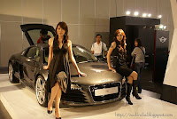 Hot asian model with Audi R8
