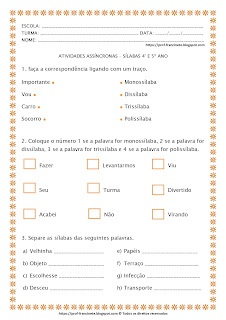 ATIVIDADES ASSÍNCRONAS – SÍLABAS 4° E 5º ANO