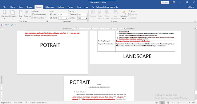 Menggabungkan Potrait Dan Landscape Dalam Satu Dokumen Word