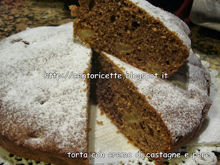 Torta con crema di castagne e pere