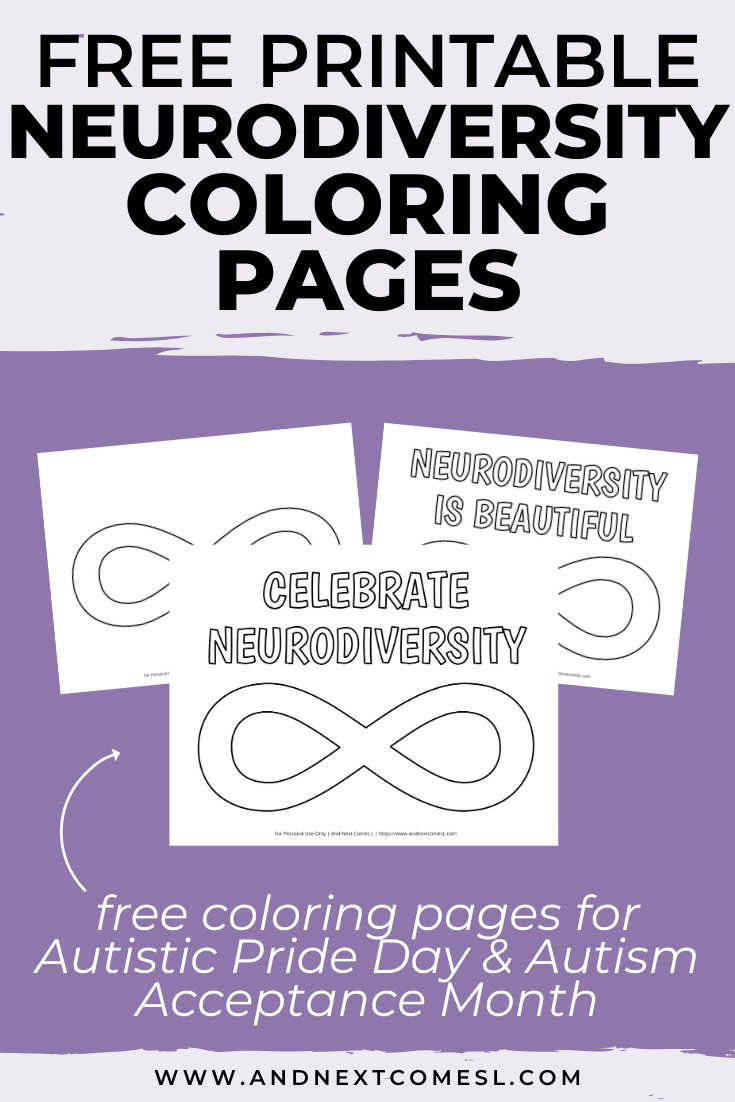 Free printable neurodiversity infinity symbol coloring pages - perfect for Autistic Pride Day and Autism Acceptance Month