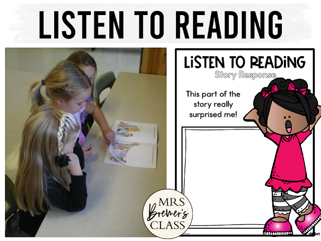 Listening Center Activities Response Pages for ANY book with student worksheets for Kindergarten, First Grade, Second Grade