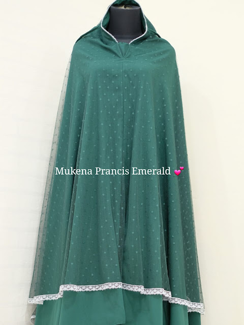 Mukena prancis ori inner woolpeach exlusive warna emerald
