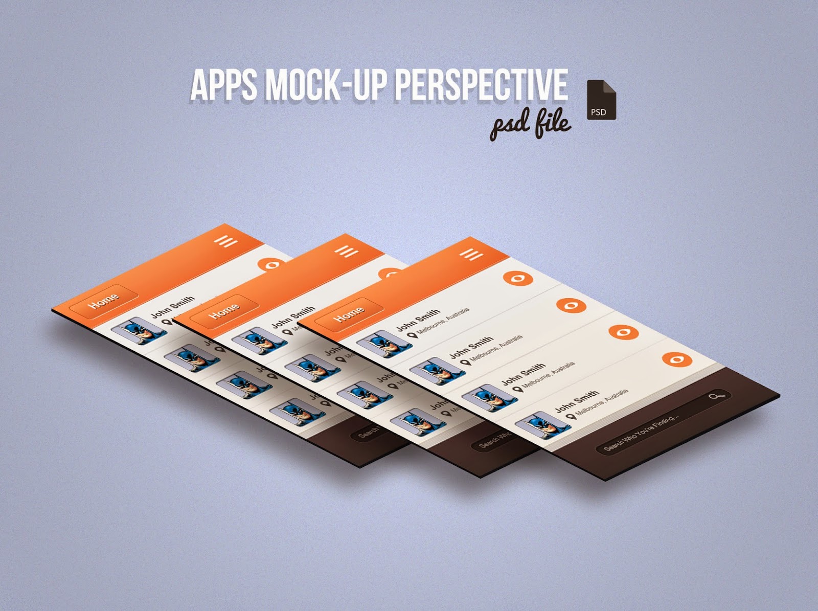 App Screen Mock-Up Perspective PSD