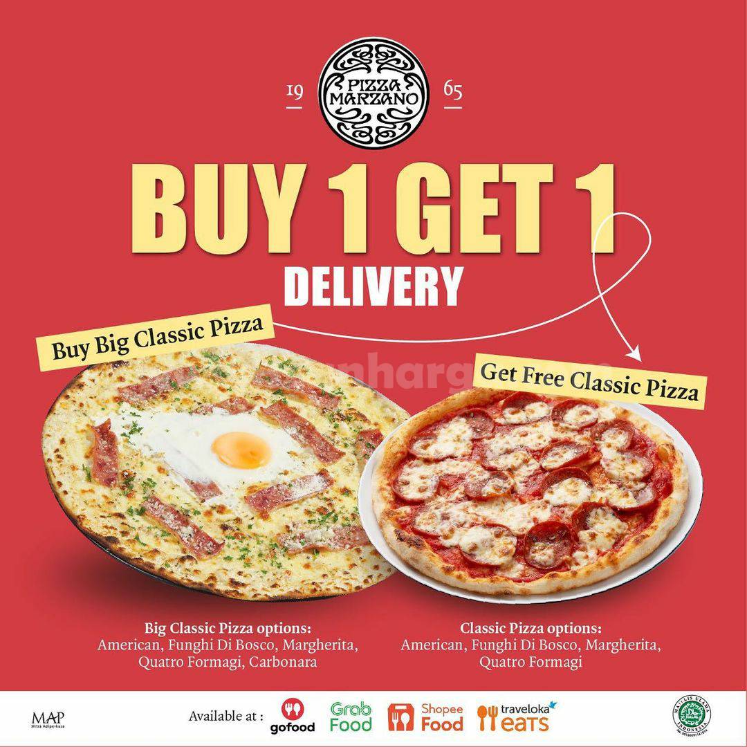 PIZZA MARZANO Promo BELI 1 GRATIS 1via ONLINE DELIVERY