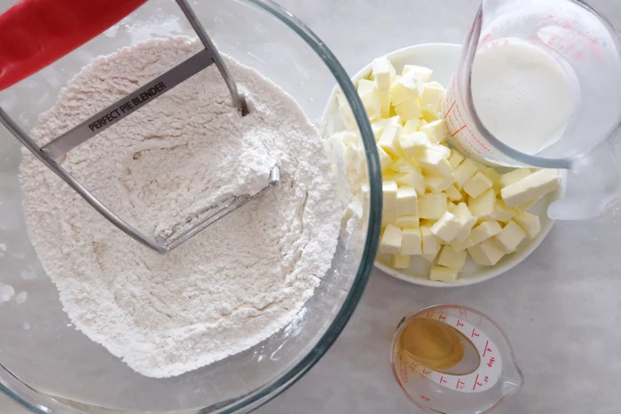 prepping buttermilk crust ingredients