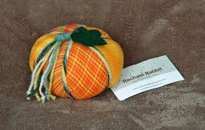 pretty patchwork pumpkin pincushion from Rachael - try to say that quickly 3 times in a row!