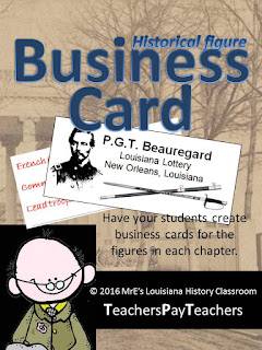 https://www.teacherspayteachers.com/Product/LOUISIANA-Historical-Figures-Business-Cards-2358080