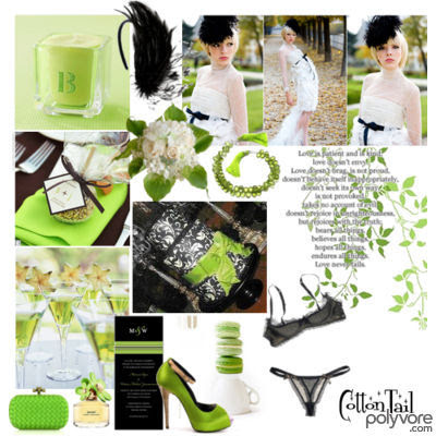 lime green and black wedding