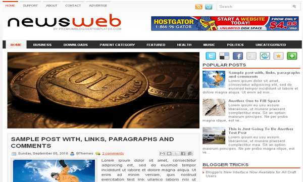 NewsWeb Blogger Template