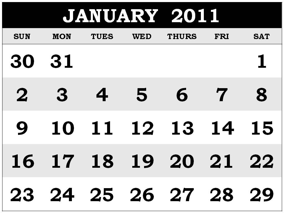 2011 calendar printable january. Printable January 2011