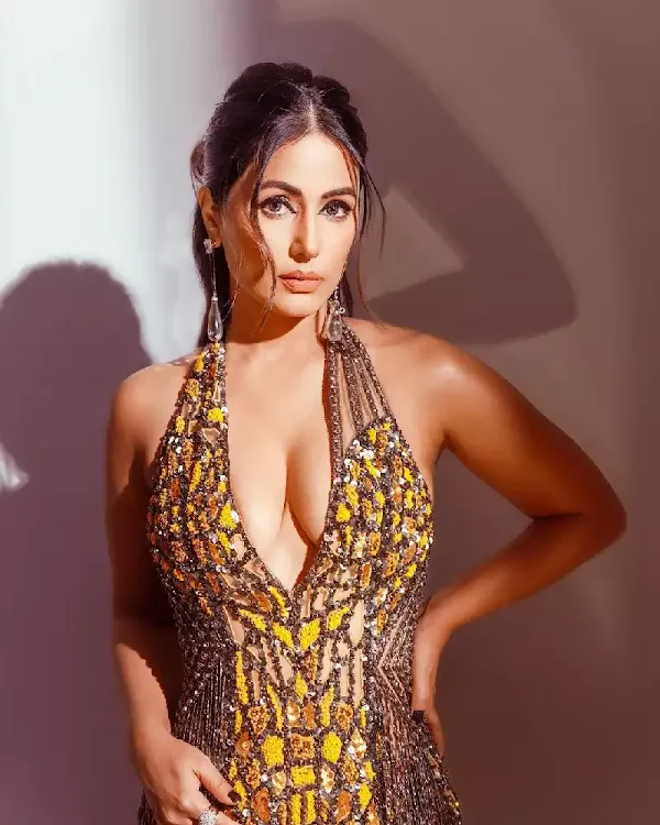 hina khan cleavage deep neckline dress tv actress