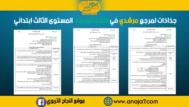 جذاذات الوحدة 4-5-6  المستوى الثالث ابتدائي مرجع مرشدي في اللغة العربية