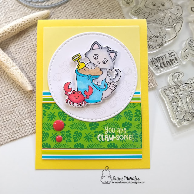 You are claw-some by Diane features Kitten Beach, Summertime, and Circle Frames by Newton's Nook Designs; #inkypaws, #newtonsnook, #summercards, #catcards, #cardmaking, #cardchallenge