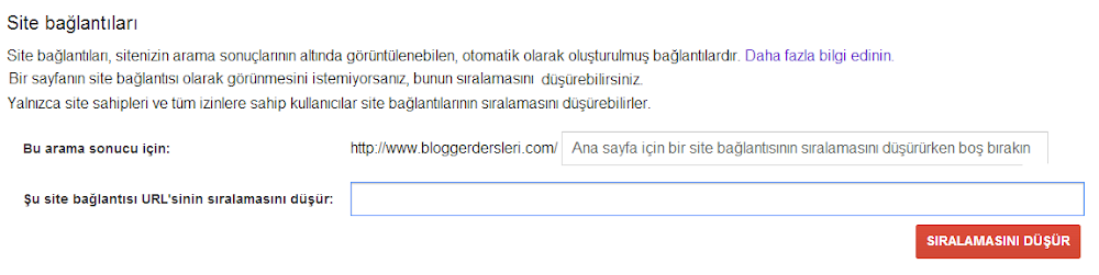 Google Site Bağlantıları - Google Webmaster Tools Düzenlemesi