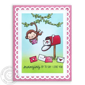 Sunny Studio Stamps: Love Monkey Valentine's Day Card (using Frill Frames Lattice Dies & Sending My Love Stamps)