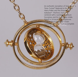 Harry Potter Time Turner Necklace Hermione Granger Rotating Spins Gold Hourglass
