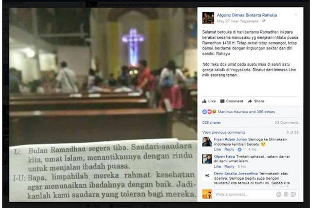 umat katolik mendoakan umat islam