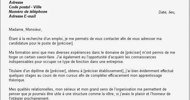 Lettre de motivation premier emploi - lettre de motivation 