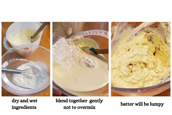 collage of how to make sour cream muffins