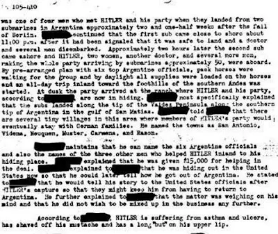 Documentos del FBI sugieren que Hitler sobrevivió a la segunda guerra mundial y que huyó a Argentina en Submarino.