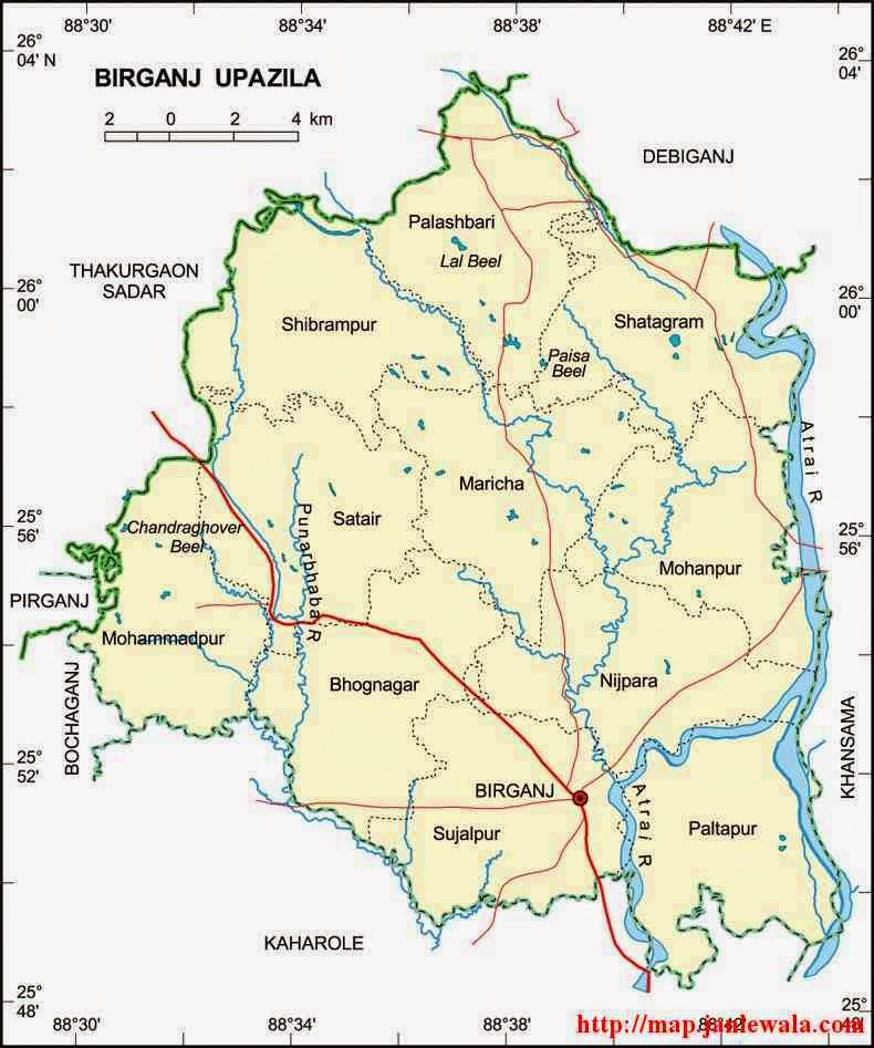birganj upazila map of bangladesh