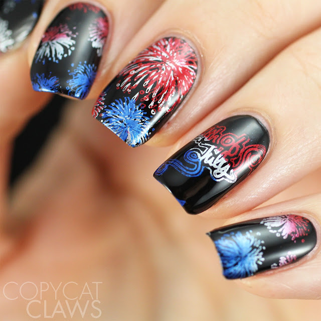 UberChic Beauty Fourth of July nail stamping