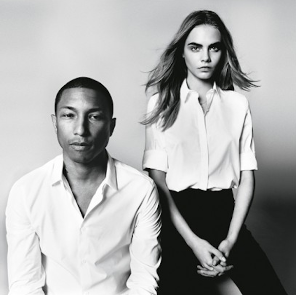 Cara Delevingne and Pharrell Williams by David Bailey for ‘British Vogue’ 