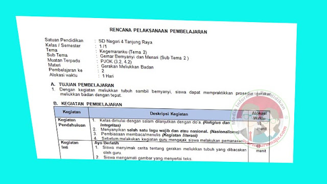 RPP PJOK 1 Lembar Kelas 1 Tema 2 K13 Revisi