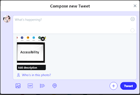 Screenshot of what you see "add description" when you set up alt text in Twitter. 