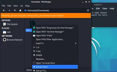 extract the fonts fonts for Kali Linux