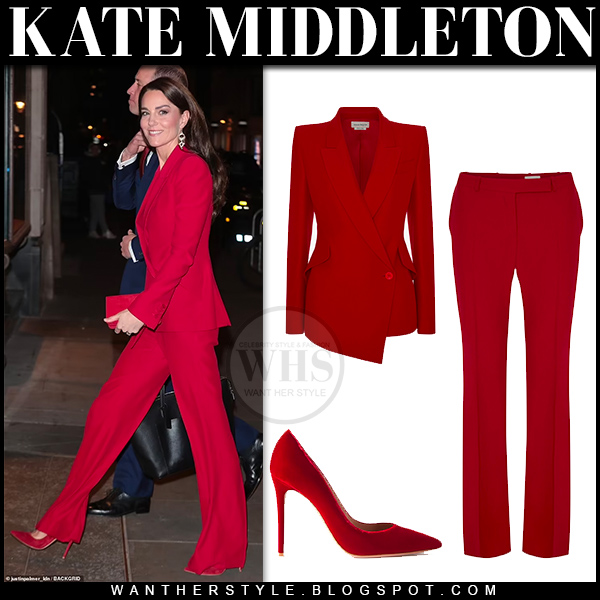 Kate Middleton in red suit and red pumps