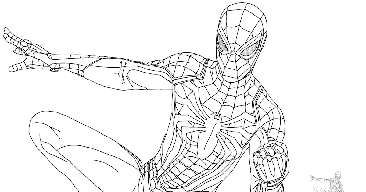 Coloring Page Of Spiderman In A Cool Stance