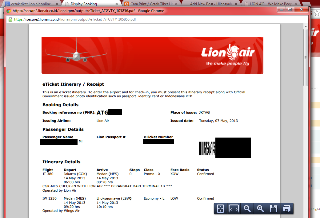 Cetak Sendiri Tiket Booking Lion Air Anda Secara Online