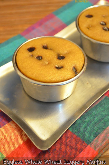 Eggless Whole Wheat Jaggery Muffin