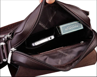 Luxury Brand Men's Messenger Leather Bag - inside part of the bag