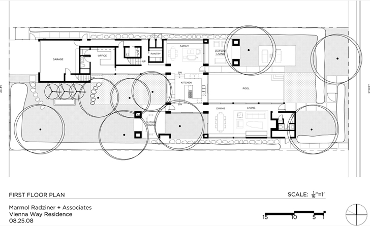 Ground floor plan of Vienna Way Home by Marmol Radziner