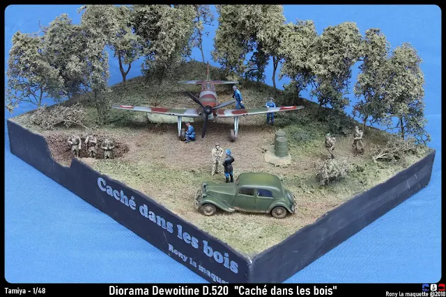 Diorama d'un Dewoitine D.520 de Tamiya en Juin 1940 Meaux Esbly