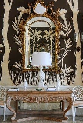 awesome brown and white modern wallpaper traditional gold mirror