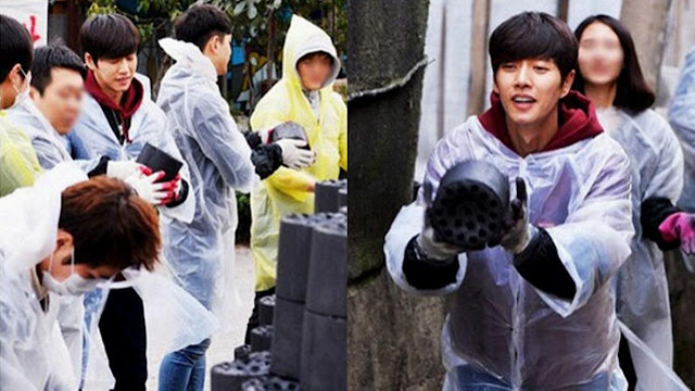 Park Hae Jin Menyumbangkan briket batubara